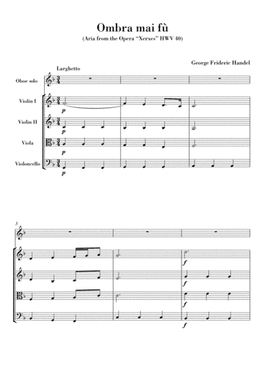 Ombra mai fu (for Oboe and String Quartet) (arr. Ahiva Editions)