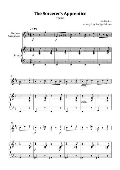 The Sorcerer's Apprentice theme (arr. Rodrigo Faleiros)