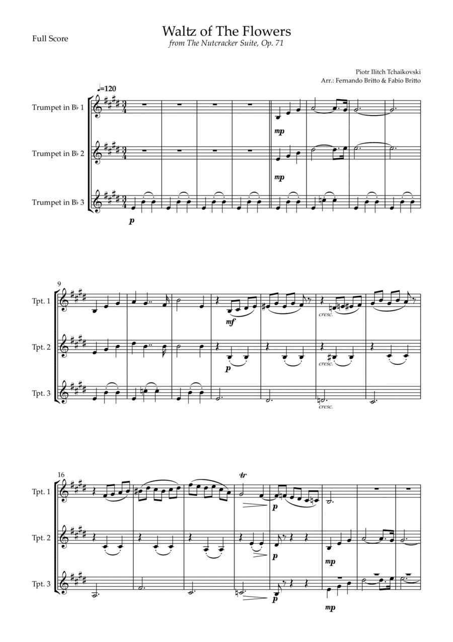 Waltz of The Flowers - from Nutcracker (P. I. Tchaikovsky) for Trumpet in Bb Trio (arr. Fernando Britto, Fabio Britto)