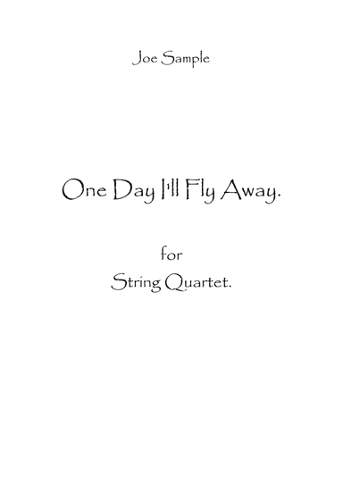 One Day I'll Fly Away (arr. Spence Bundy)