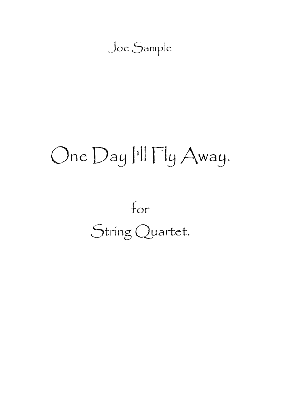 One Day I'll Fly Away (arr. Spence Bundy)