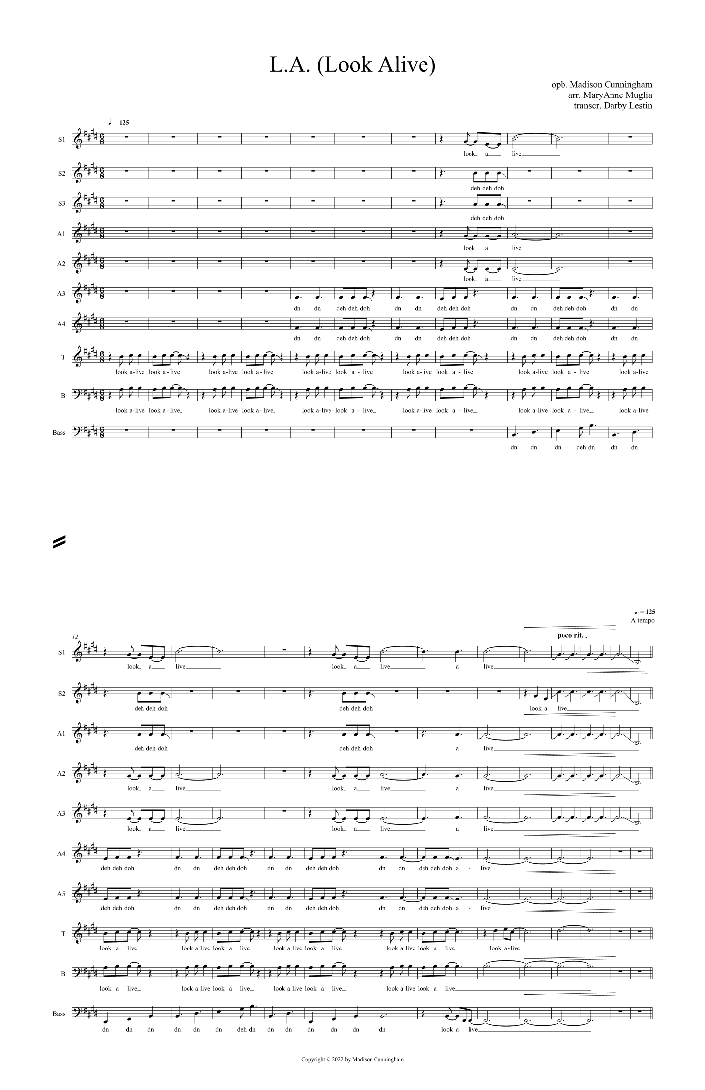 L.a. Looking Alive (arr. MaryAnne Muglia)