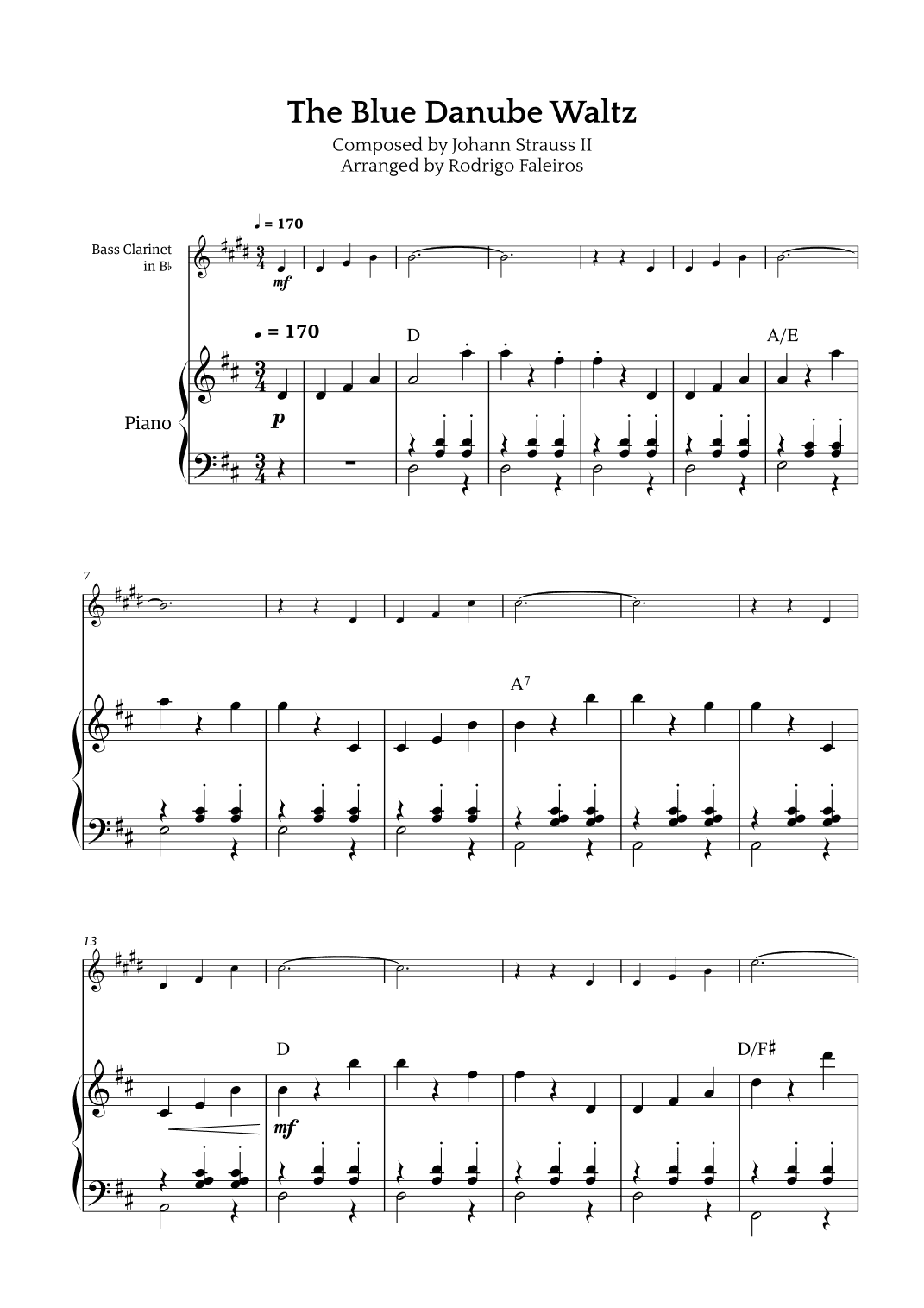 The Blue Danube Waltz (arr. Rodrigo Faleiros)