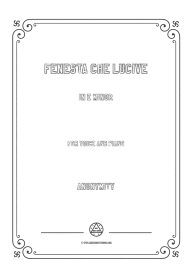Louis-Fenesta che lucive in e minor,for Voice and Piano (arr. MSM)
