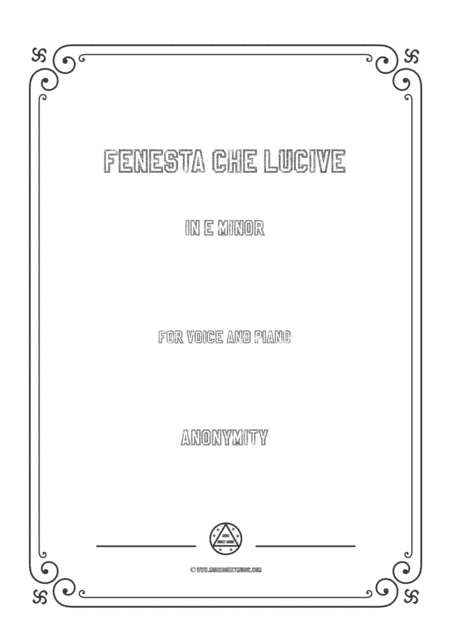 Louis-Fenesta che lucive in e minor,for Voice and Piano (arr. MSM)