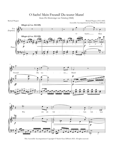 O Sachs! Mein Freund! (Eva's Aria) from Die Meistersinger - Accessible Accompaniments Edition (arr. Nicole Elyse DiPaolo)