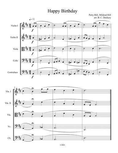 Happy Birthday for String Orchestra (arr. B. C. Dockery)