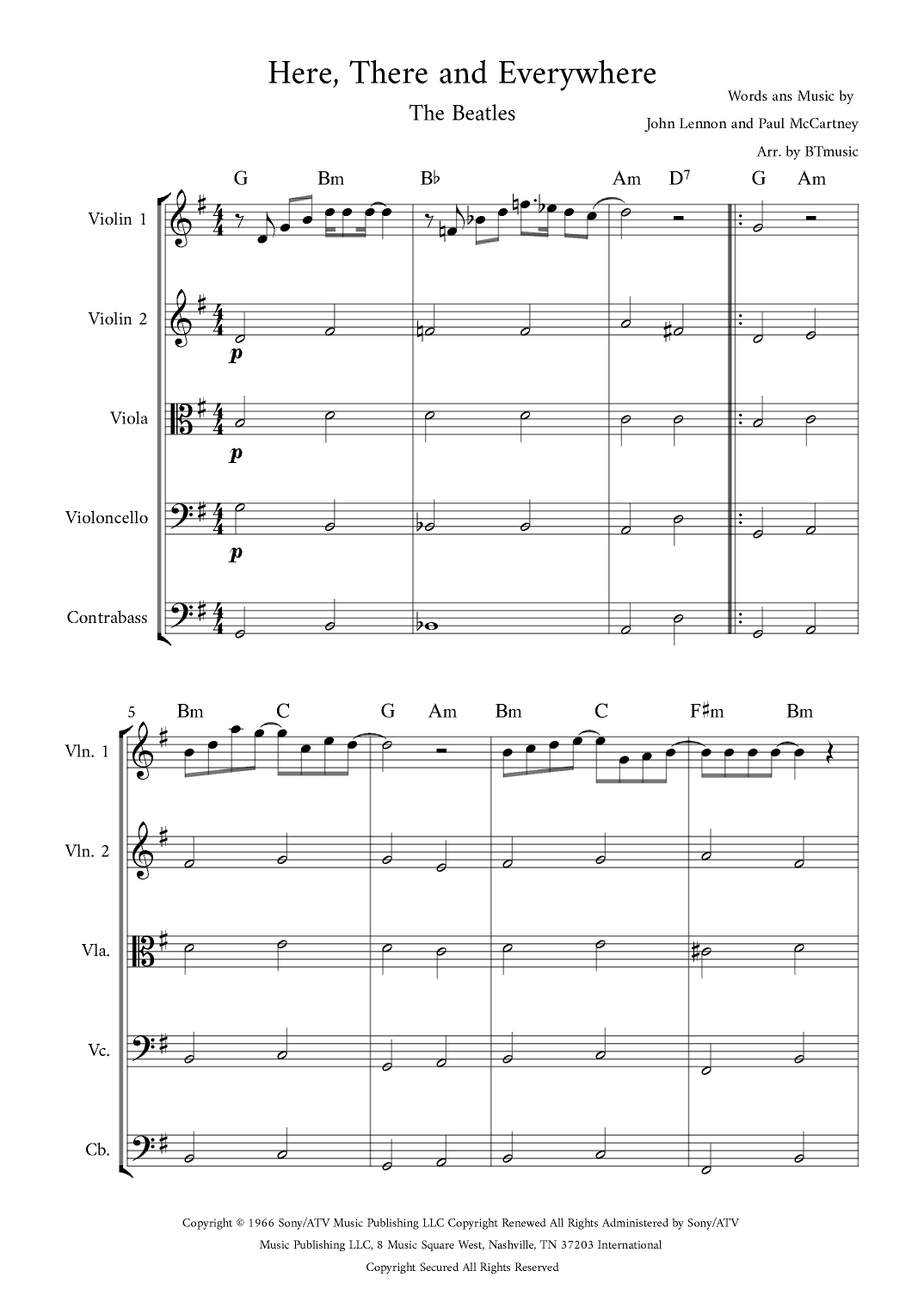 Here, There And Everywhere (arr. BTmusic)