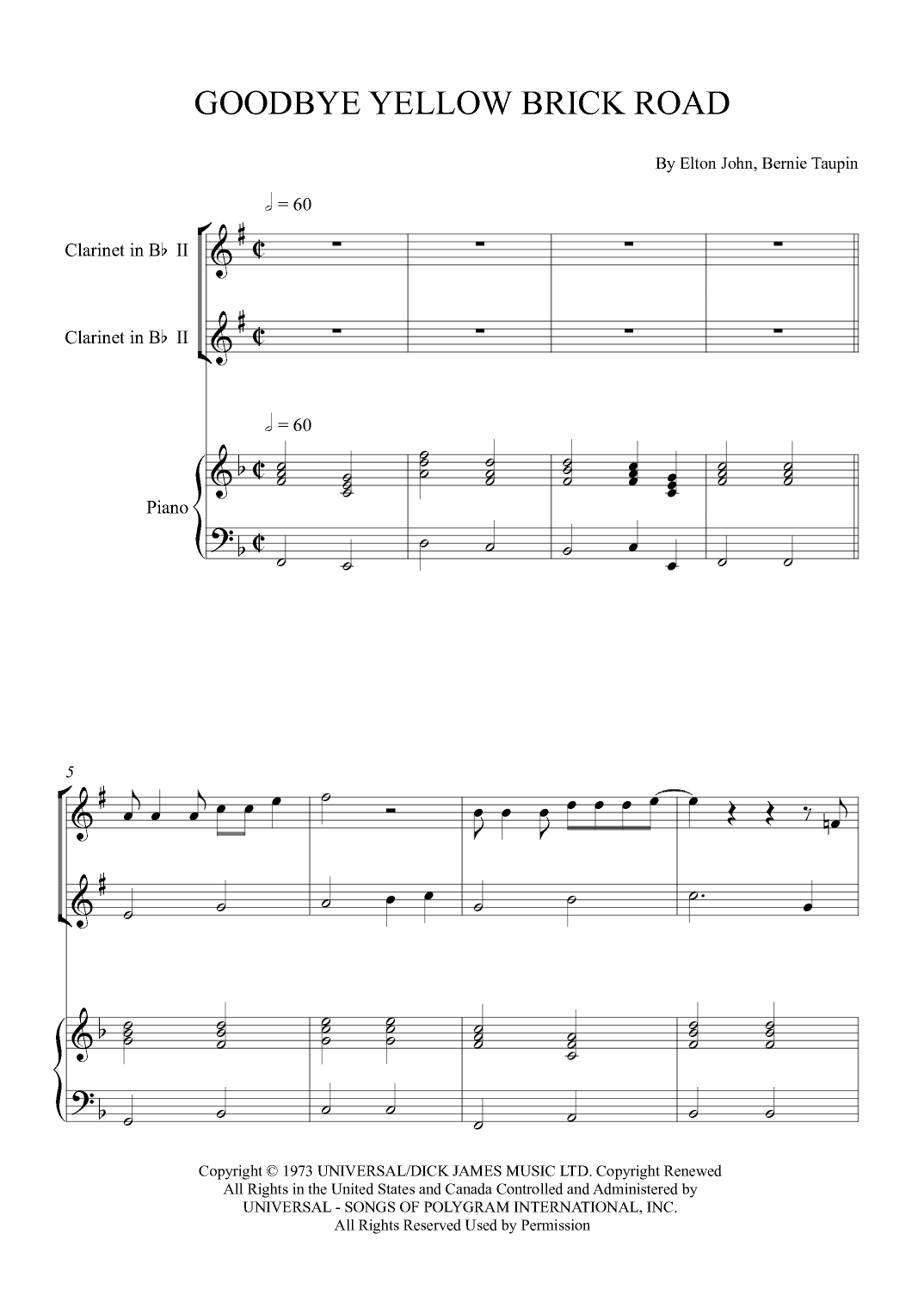 Goodbye Yellow Brick Road (arr. Alex Nunes Rodrigues)