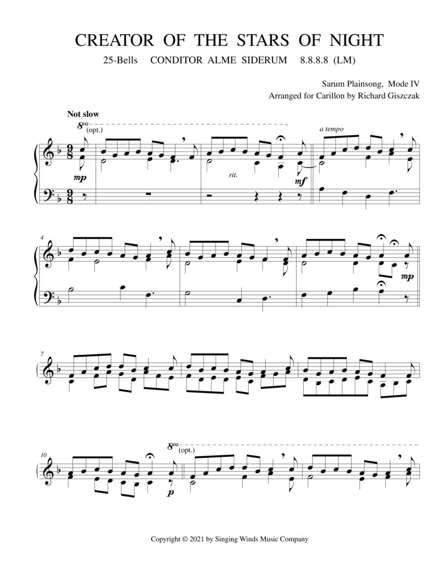 25B. Creator of the Stars of Night (CONDITOR ALME SIDERUM) (arr. Richard Giszczak)