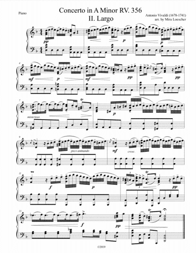 Violin Concerto in A Minor RV 356 II. Largo (arr. Mira Loescher)