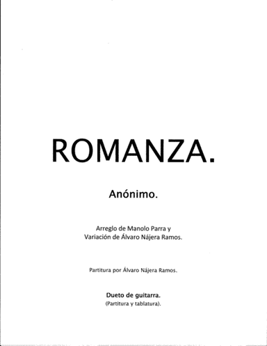 Romanza (Romance). (arr. Manolo Parra and Alvaro Najera.)