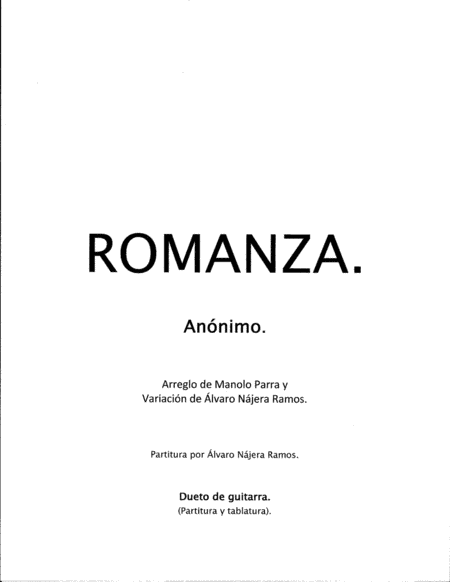 Romanza (Romance). (arr. Manolo Parra and Alvaro Najera.)