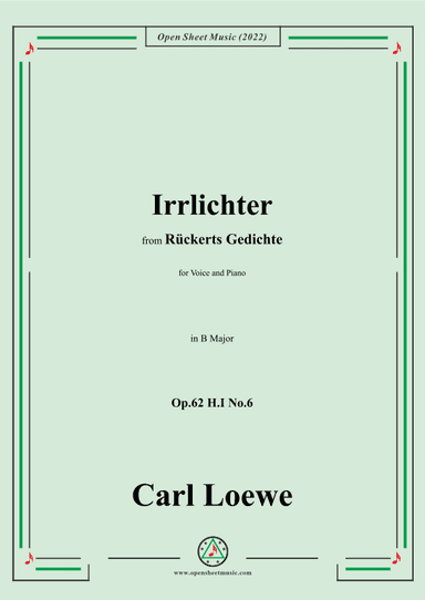 Loewe-Irrlichter,in B Major,Op.62 H.I No.6 (arr. OSM Press)