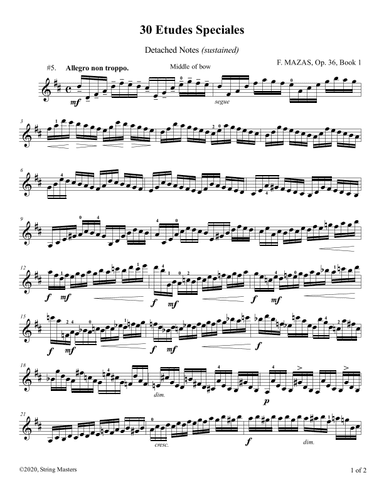 Mazas 75 Melodious & Progressive Studies Op 36, Book 1, No.05 (arr. String Masters)