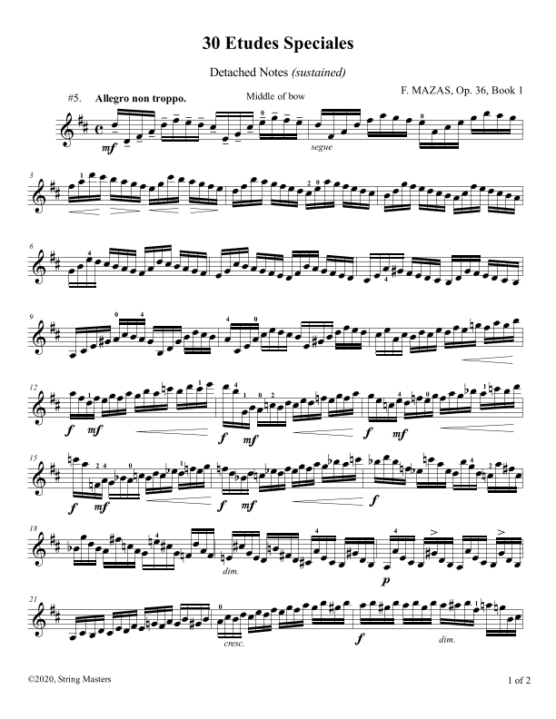 Mazas 75 Melodious & Progressive Studies Op 36, Book 1, No.05 (arr. String Masters)
