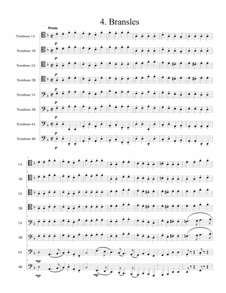 Capriol Suite Bransles for 8 trombones (arr. Philip Brink)
