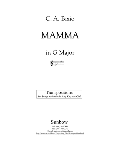 C. A. Bixio: MAMMA (transposed to G Major) (arr. Sunbow)
