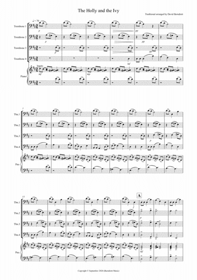 The Holly and the Ivy for Trombone Quartet (arr. David Burndrett)
