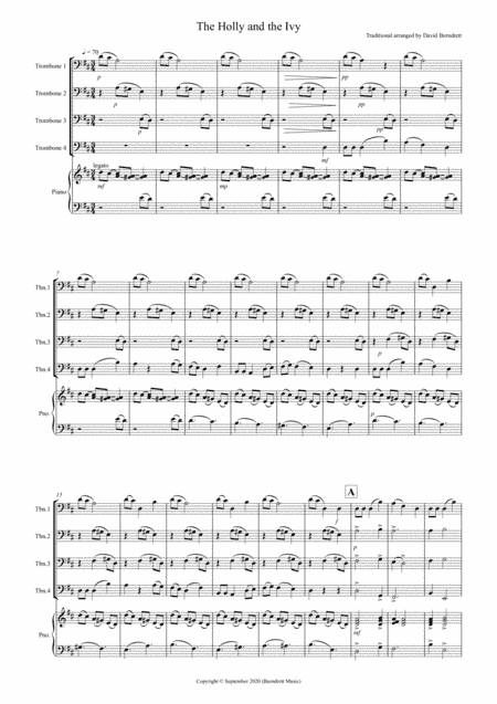 The Holly and the Ivy for Trombone Quartet (arr. David Burndrett)