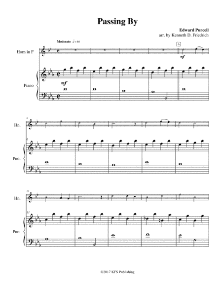 Passing By - high horn (arr. Kenneth D. Friedrich)