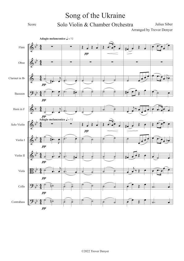 Song of the Ukraine for Violin & Orchestra (arr. Trevor Denyer)