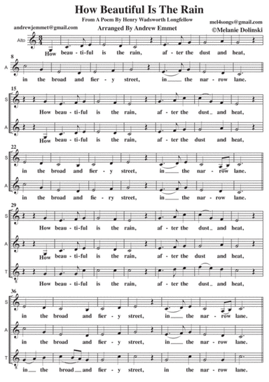How Beautiful Is The Rain A Cappella SATB