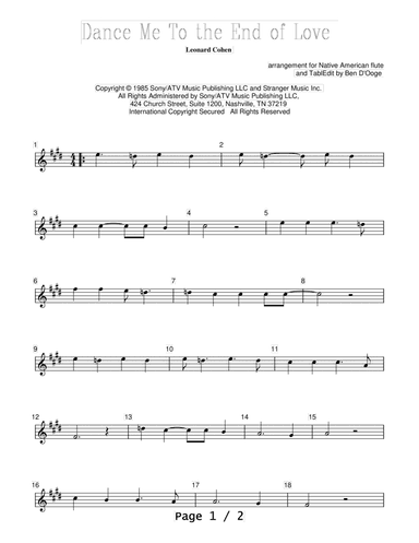 Dance Me To The End Of Love (arr. Ben D'Ooge)