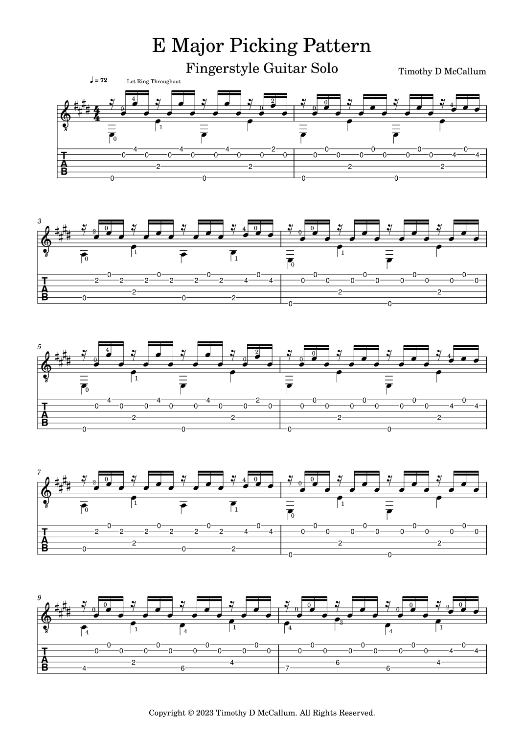 E Major Picking Pattern