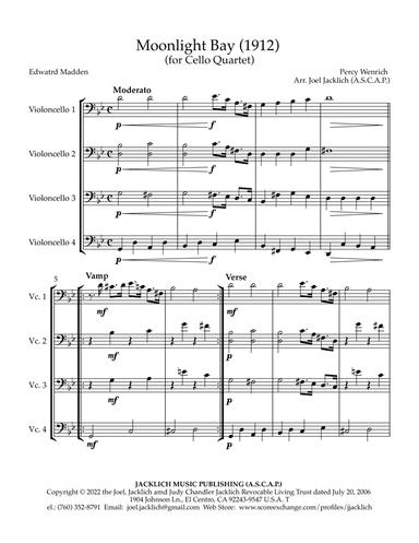 Moonlight Bay (for Cello Quartet) (arr. Joel Jacklich (ASCAP))