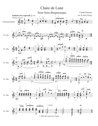 Classical Guitar "Claire de Lune" by Claude Debussy (arr. Ken Turley)