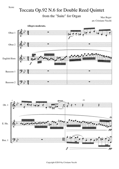 Toccata Op.92 N.6 for Double Reed Quintet (arr. Cristiano Vecchi)