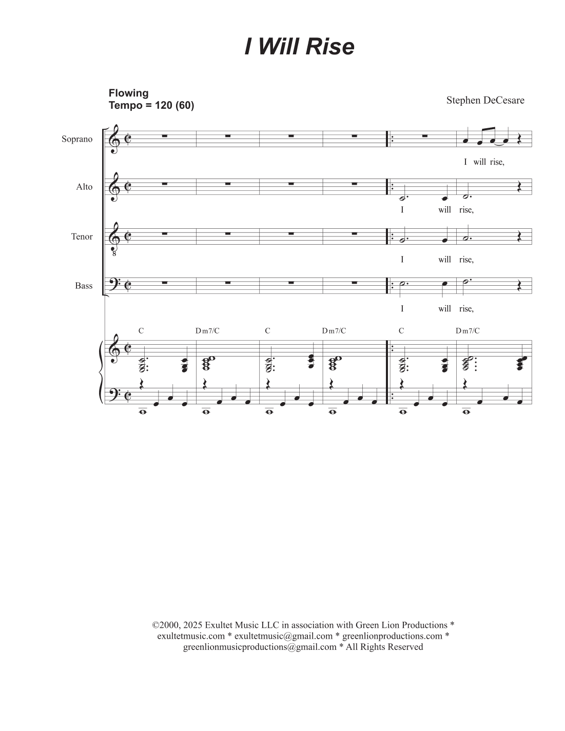 I Will Rise (Vocal Quartet - (SATB)