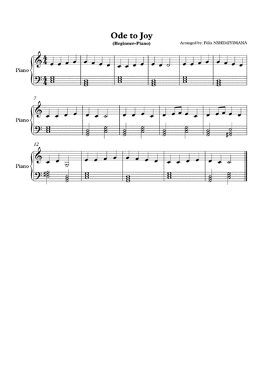Ode to Joy ( Beginner-Piano) (arr. Félix NSHIMIYIMANA)