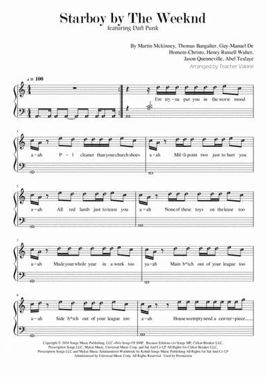 Starboy (arr. Harmony Valarie @ Teacher Valarie)