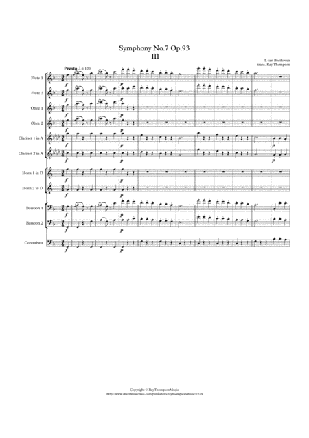 Beethoven: Symphony No.7 Op.92 Mvt.III Presto - symphonic wind and bass (arr. Ray Thompson)