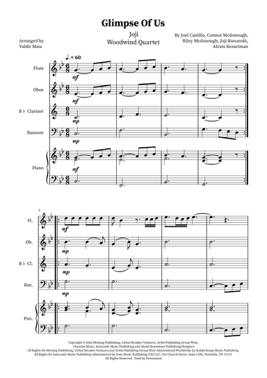 Glimpse Of Us (arr. Valdir Maia)