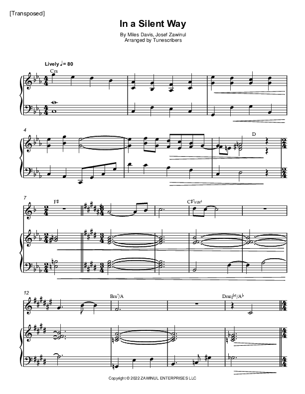 In a Silent Way (arr. Tunescribers)