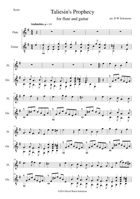 Taliesin's prophecy for flute and guitar (arr. David Warin Solomons)