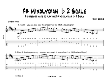 F# Mixolydian b2 Scale (4 Ways to Play)