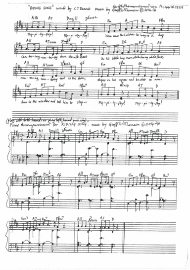 RIDING SONG. lead sheet& #CJDennis words AND piano