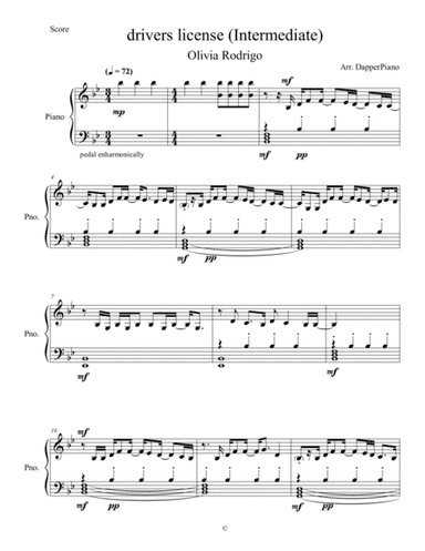 Drivers License (arr. DapperPiano)