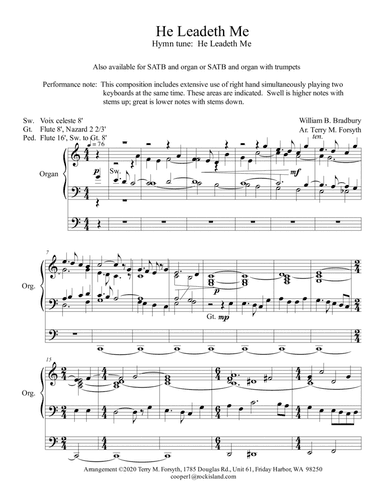 "He Leadeth Me" Triumphant, organ solo (arr. Forsyth Publishing)