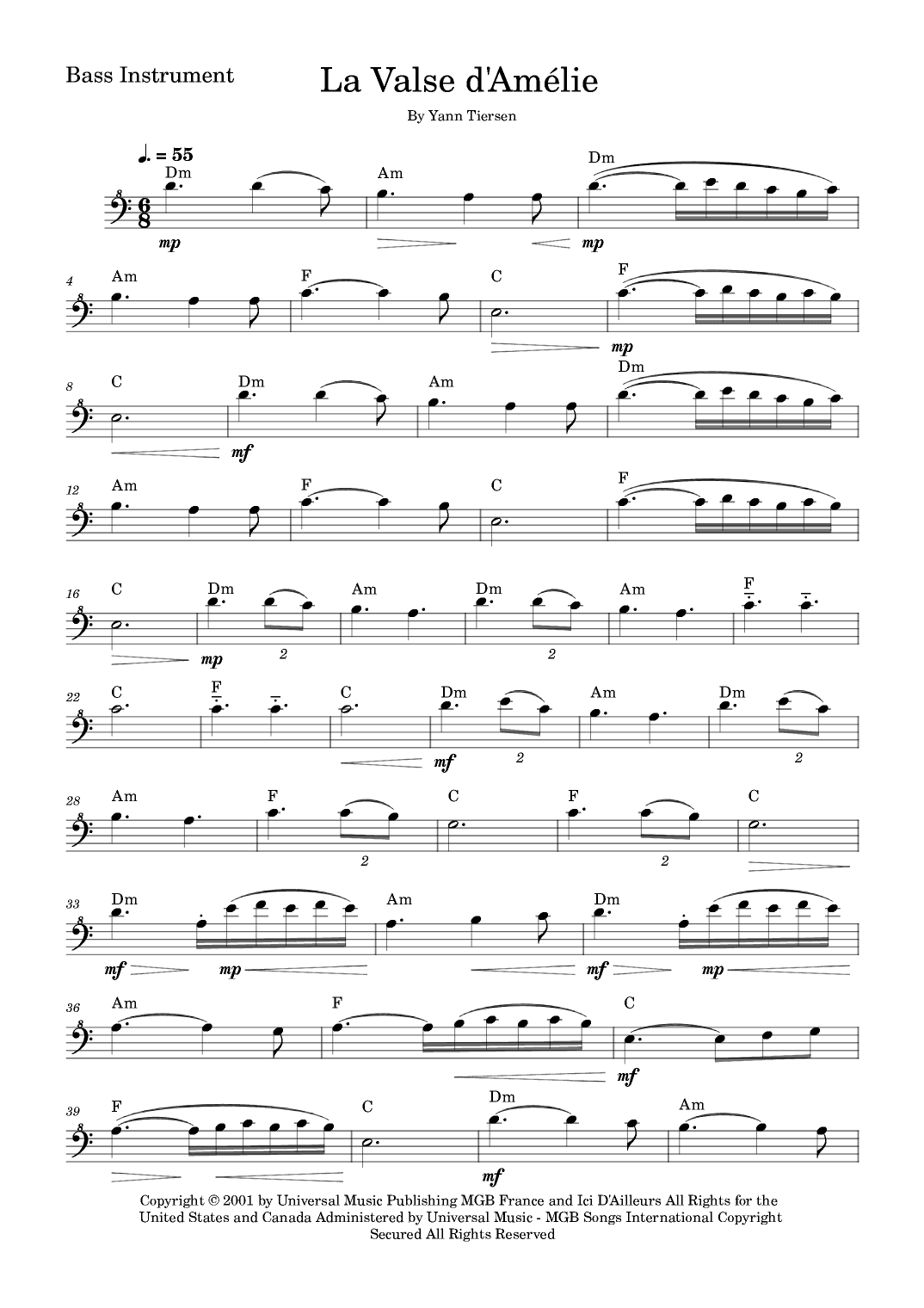 La Valse D'amelie (arr. Fabio Eduardo de Oliveira)