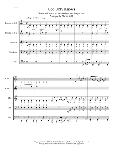 God Only Knows (arr. Martin Gold)