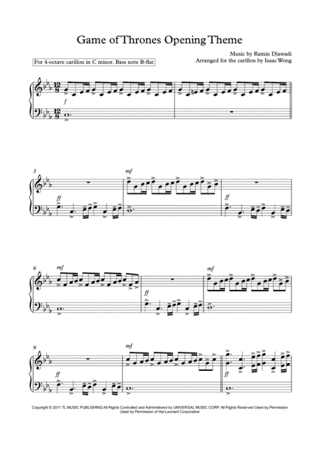 Game Of Thrones (arr. Isaac Wong)