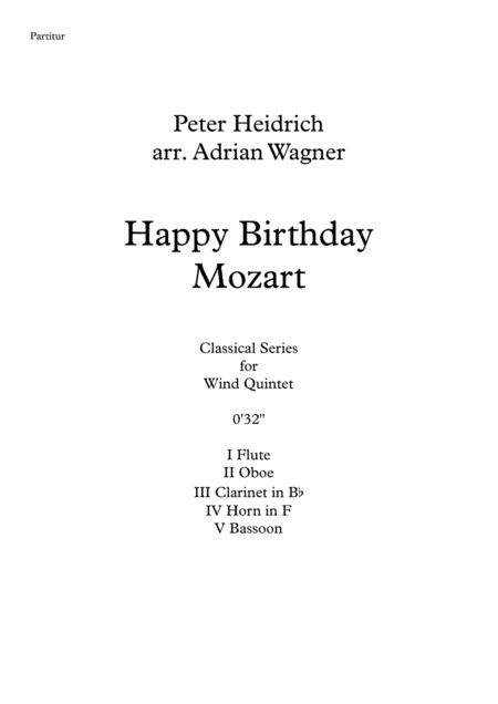 "Happy Birthday Mozart" Wind Quintet arr. Adrian Wagner (arr. Adrian Wagner)