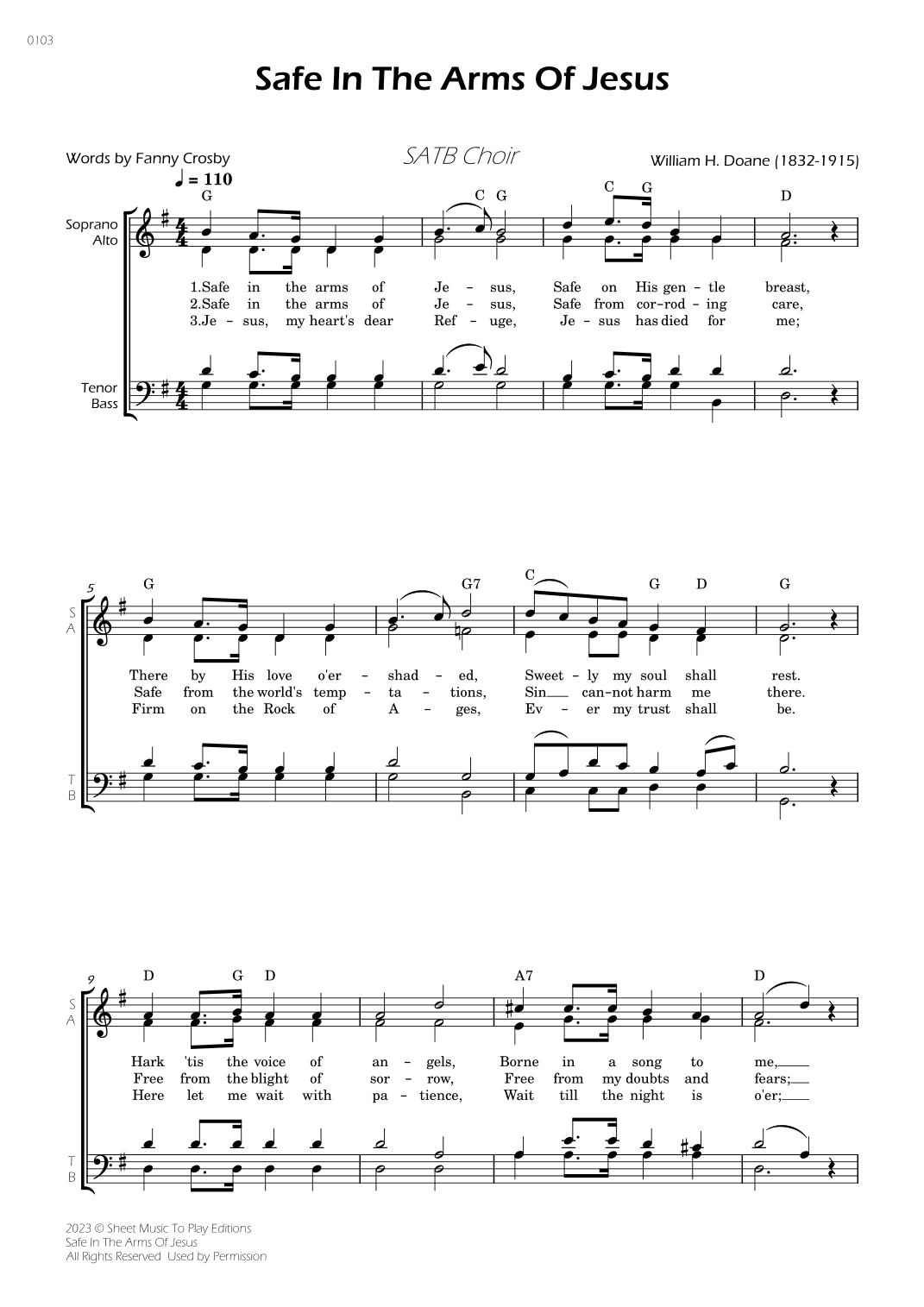 Safe In The Arms Of Jesus - SATB Choir - W/Chords (arr. César Madeira)
