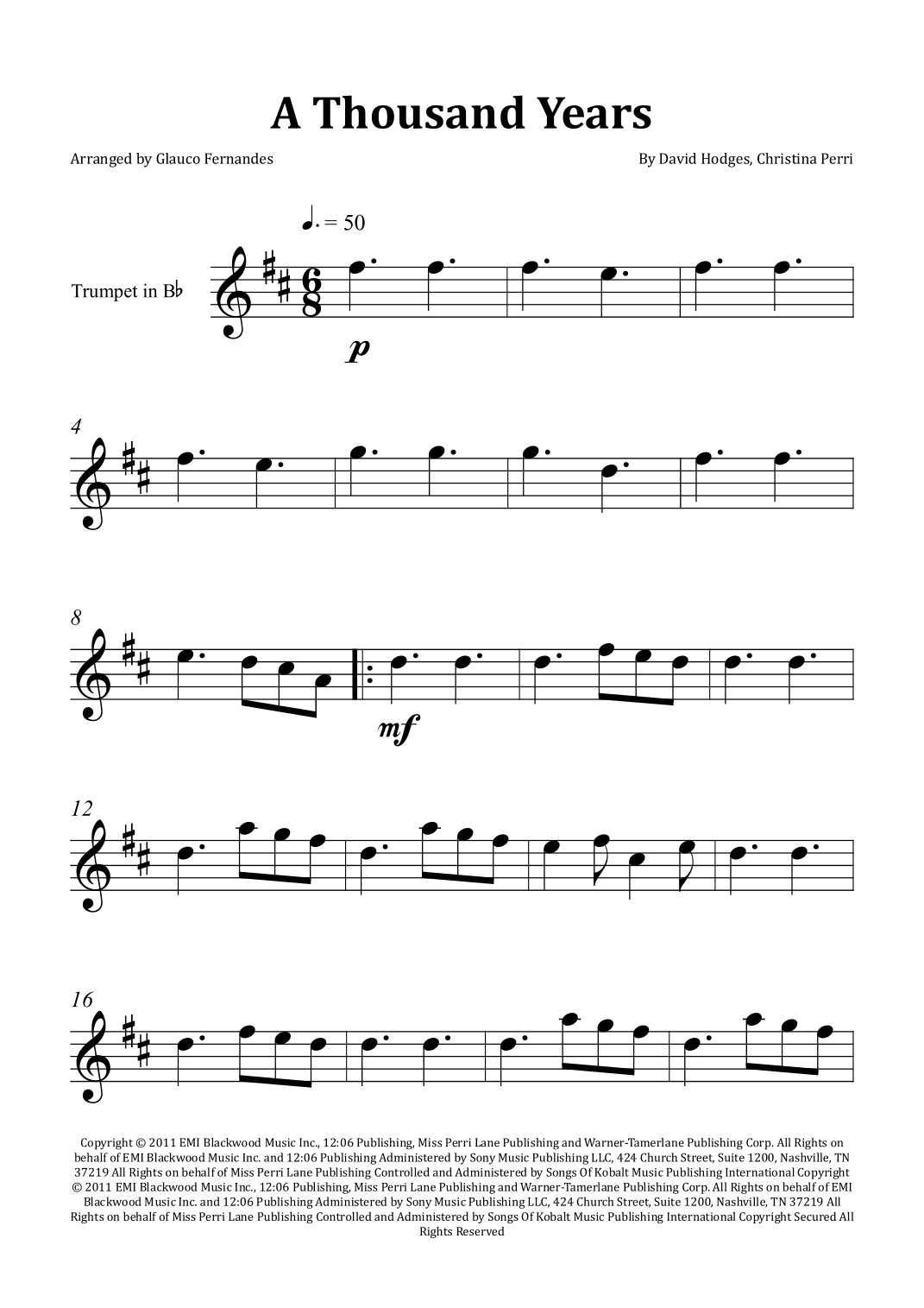 A Thousand Years (arr. Glauco Fernandes)