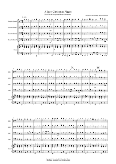 3 Christmas Pieces for Double Bass Quartet (arr. David Burndrett)